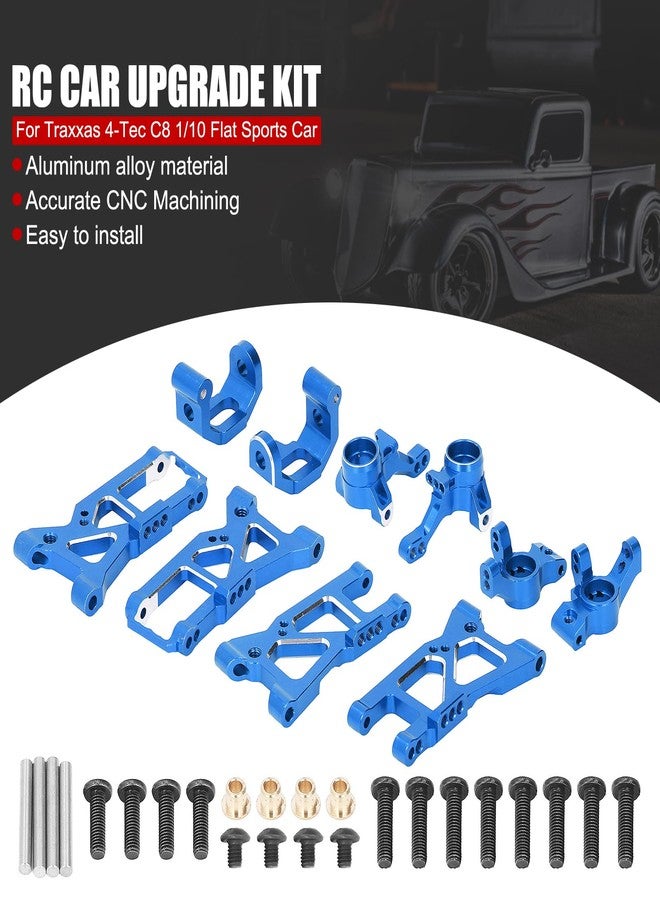 EVTSCAN RC Car Upgrade Kit - Portable RC Car Aluminum Alloy Upgrade Parts Kit for Traxxas 4 Tec C8 1/10 Flat Sports Car(Blue) - Image 2
